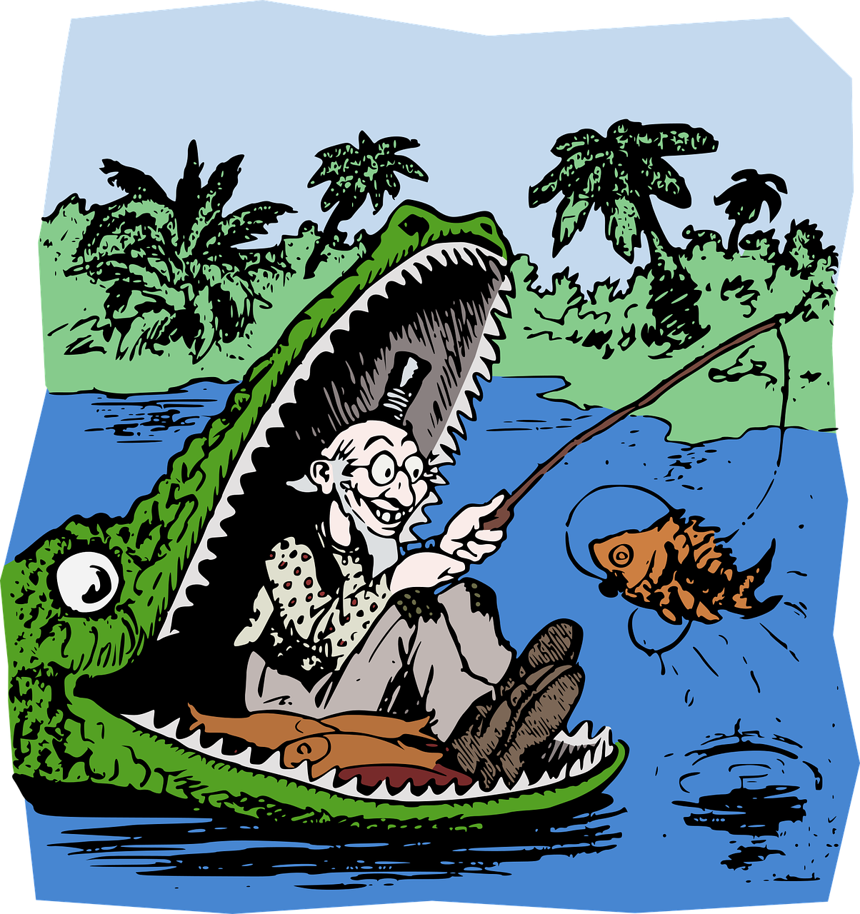 alligator, cartoon, crocodile